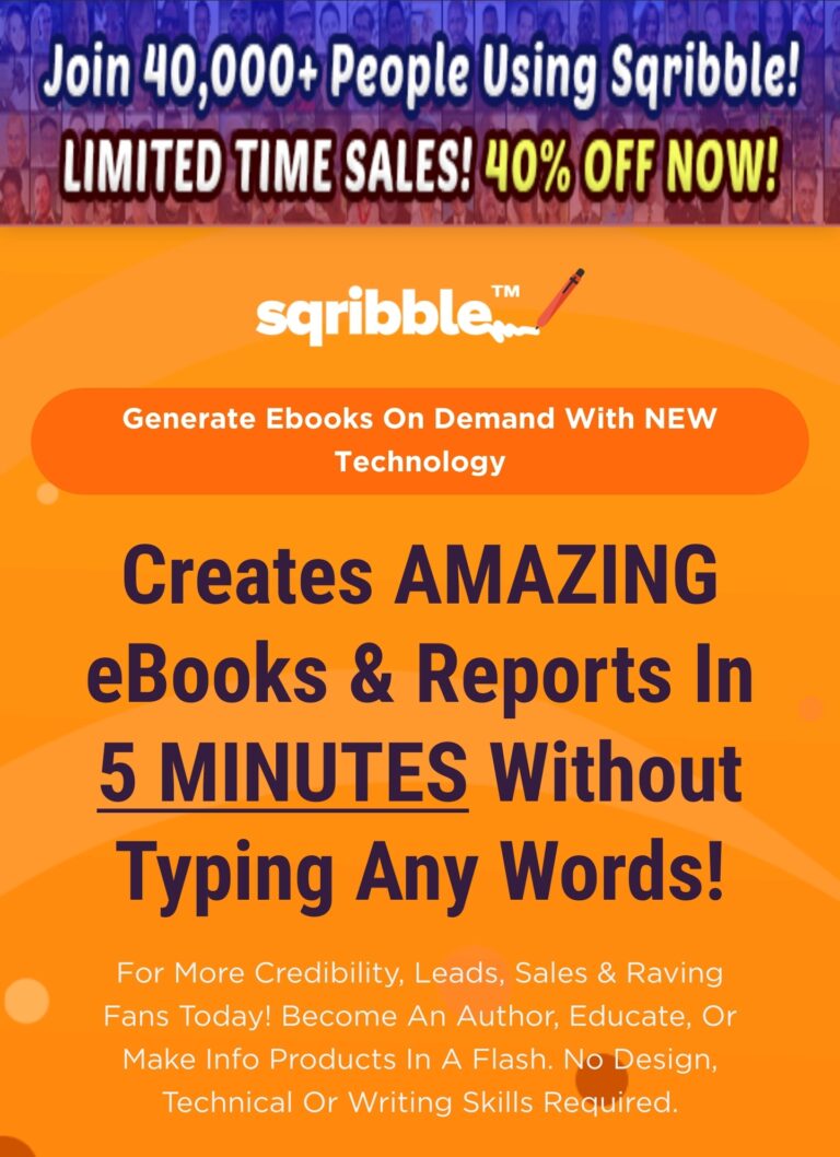 Sqribble 2022 | Worlds #1 eBook Creator | Up to $500 a customer!