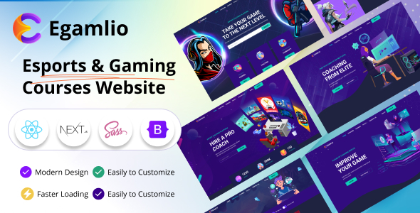 Egamlio – Esports and Gaming Courses Website NextJS Template