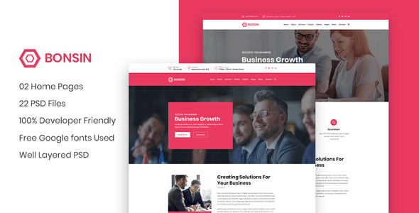 Bonsin –  Business Website PSD Template