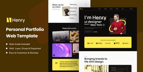 Henry – Personal Portfolio Website Figma Template