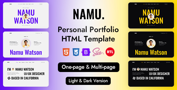 Namu – Personal Portfolio HTML Template