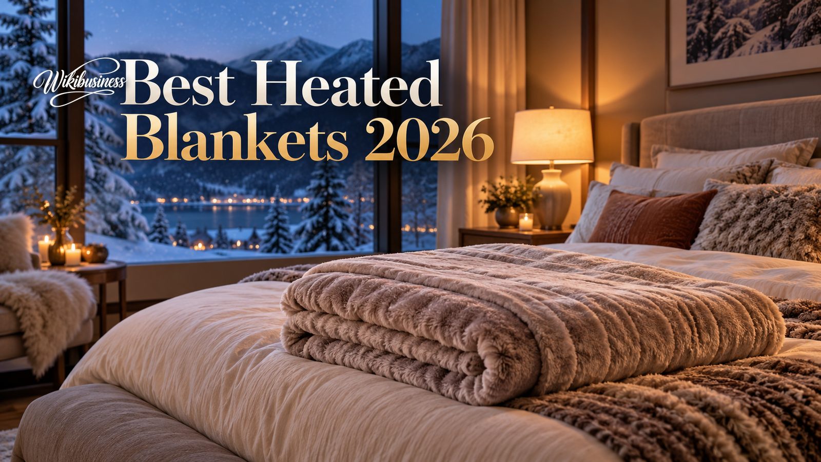 Heated blanket on a bed with snowy winter evening outside — best heated blankets 2026