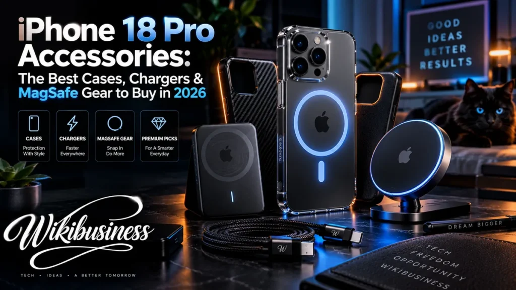 iPhone 18 Pro accessories banner: MagSafe cases, chargers and power banks — Wikibusiness