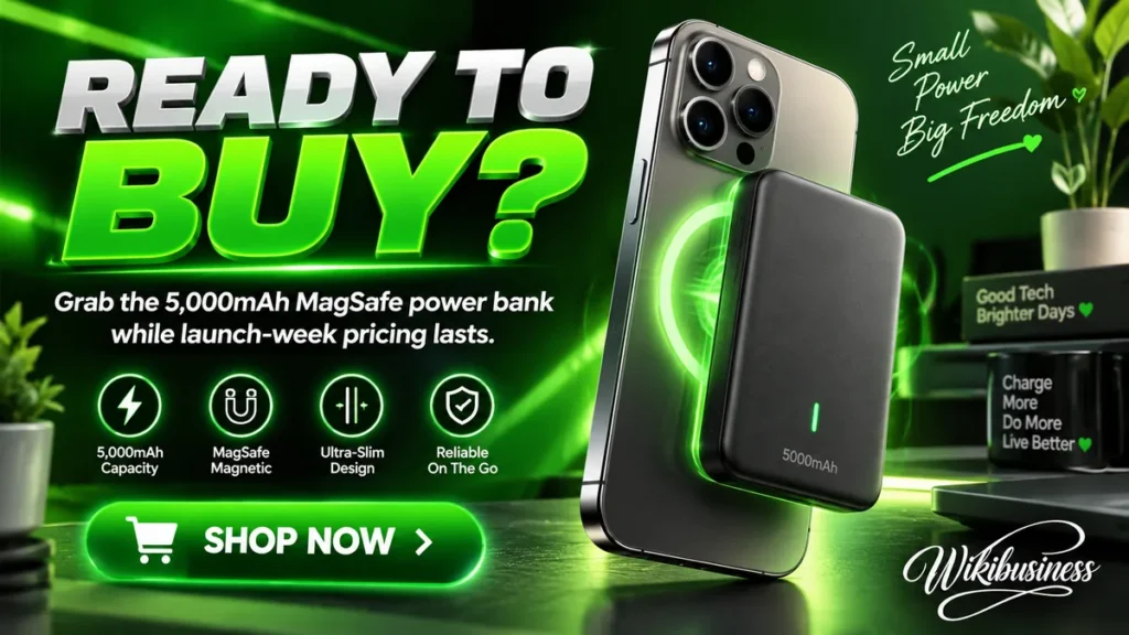 iPhone 18 Pro accessories: MagSafe power bank final CTA banner — Wikibusiness